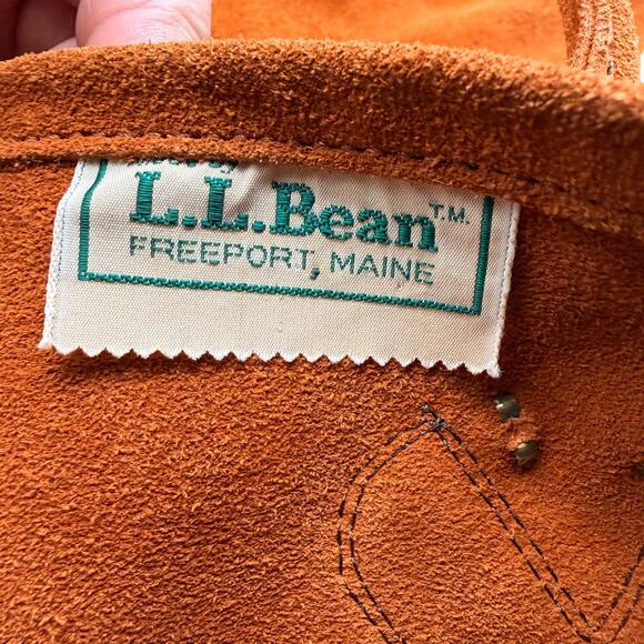 Vintage L.L.Bean Suede Tote Bag Brown XL 1980s Made in USA rare hard to find - Picture 11 of 16